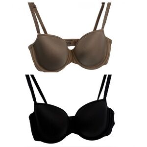 ThirdLove Lot Of 2 Bras Size 32 D Tan /black Underwire T-shirt 24/7 Back Closure